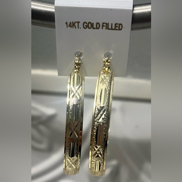 14K Gold Plated Hoop Earrings - Picture 1 of 1